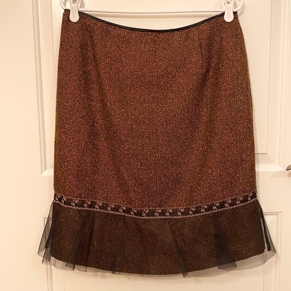 EUC Pencil Skirt with Mesh Ruffle